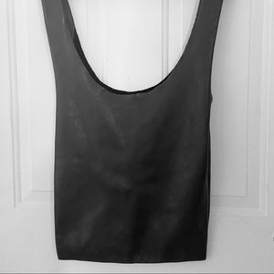 Baggu Classic Black Leather Market Tote Shoulder Bag